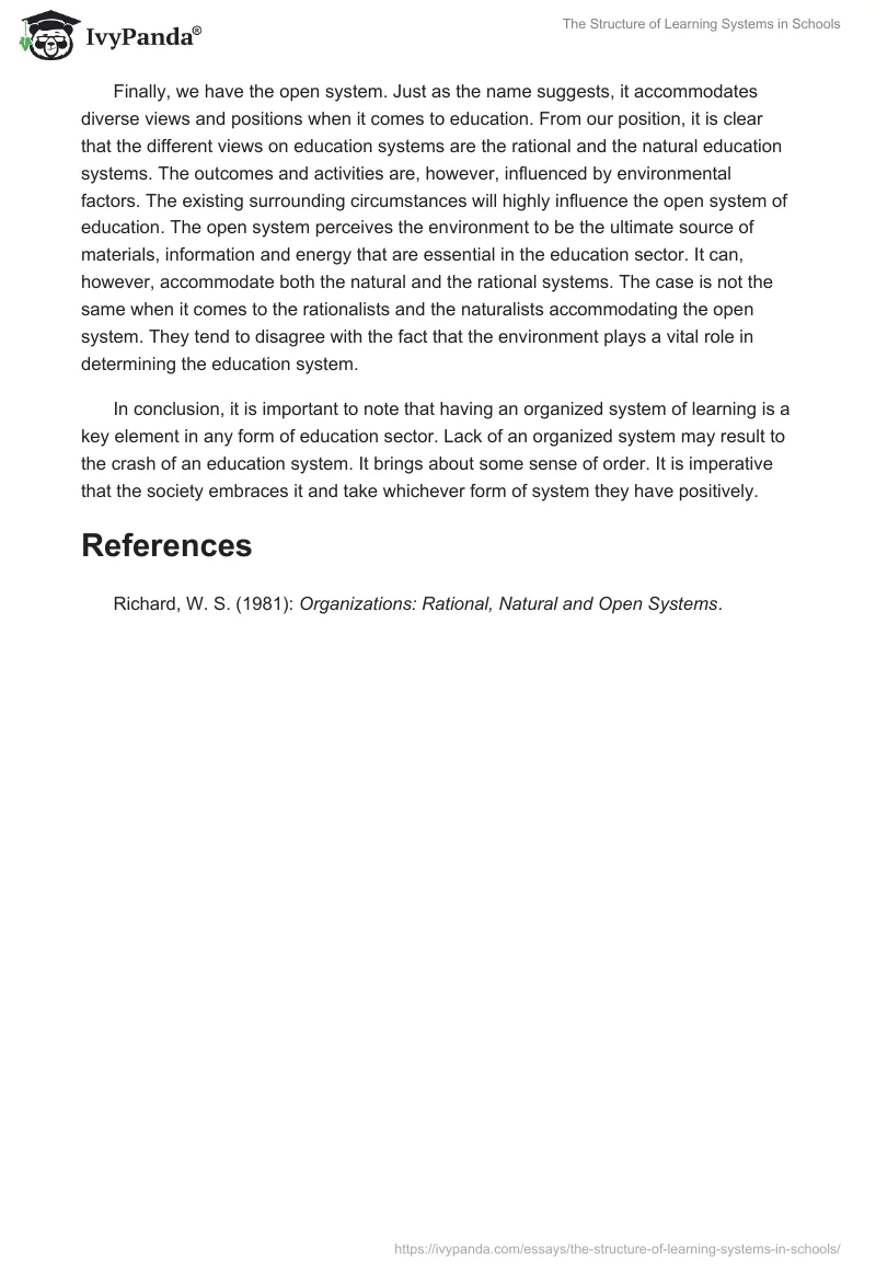 The Structure of Learning Systems in Schools. Page 2