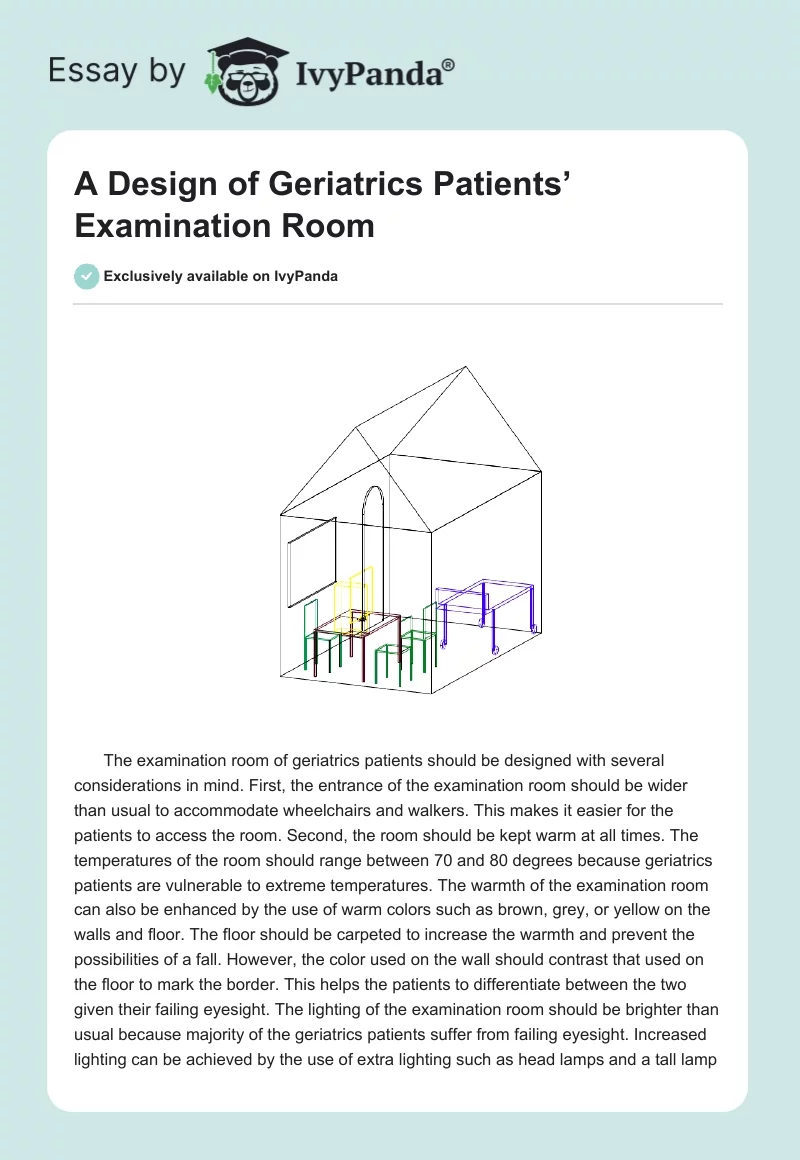 A Design of Geriatrics Patients’ Examination Room. Page 1