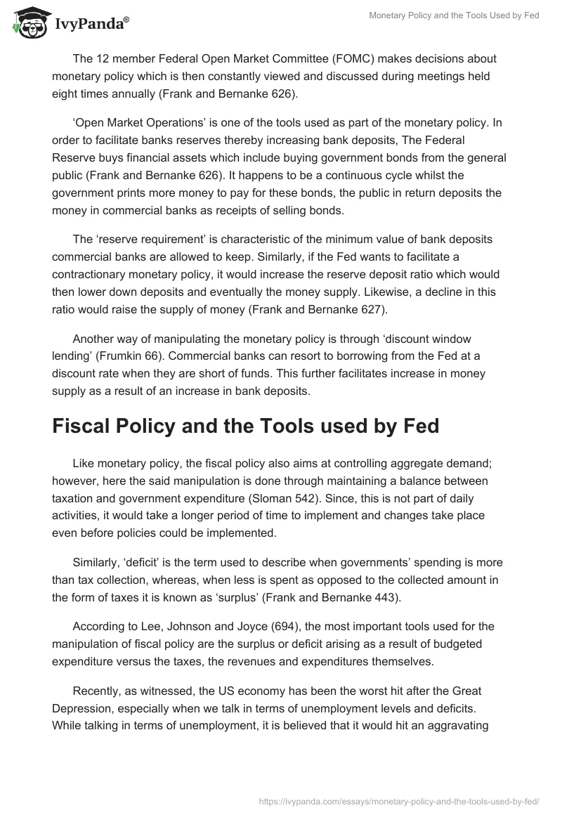 Monetary Policy and the Tools Used by Fed. Page 3