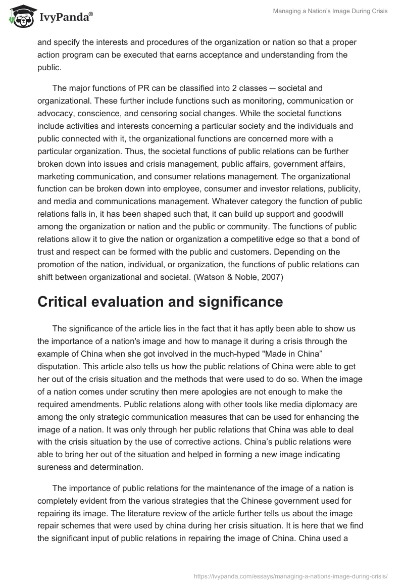 Managing a Nation’s Image During Crisis. Page 2