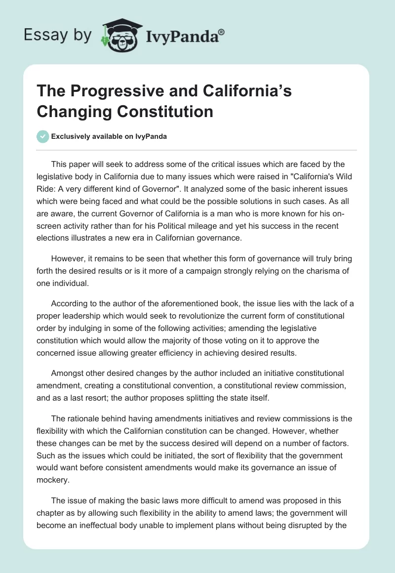 The Progressive and California’s Changing Constitution. Page 1