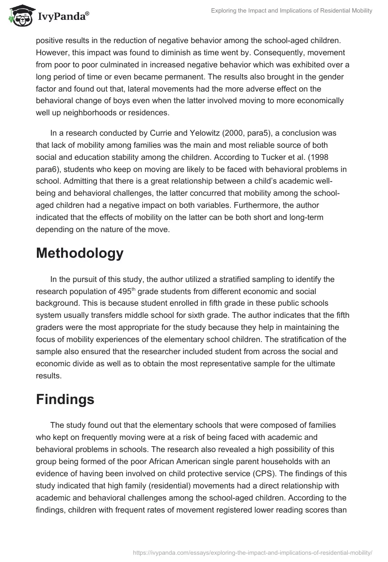 Exploring the Impact and Implications of Residential Mobility. Page 3