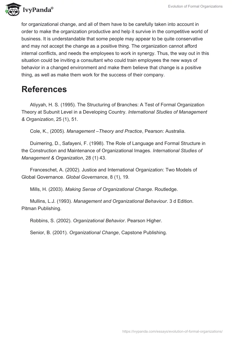 Evolution of Formal Organizations. Page 4