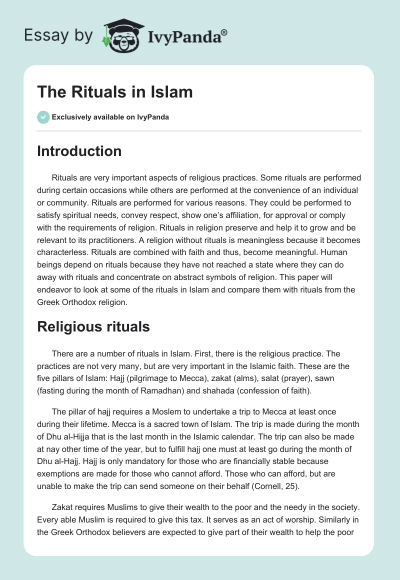 The Rituals in Islam. Page 1