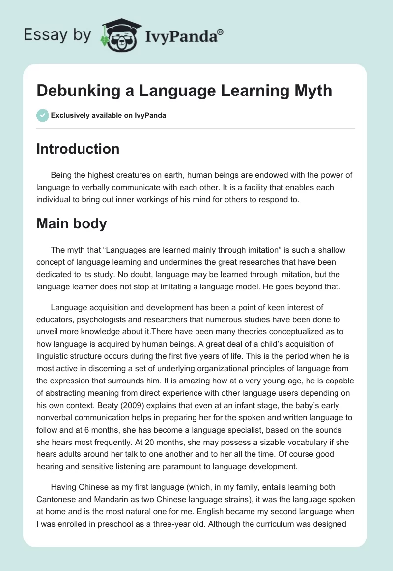 Debunking a Language Learning Myth. Page 1