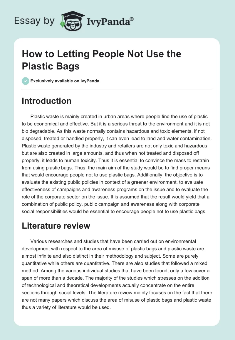 How to Letting People Not Use the Plastic Bags. Page 1