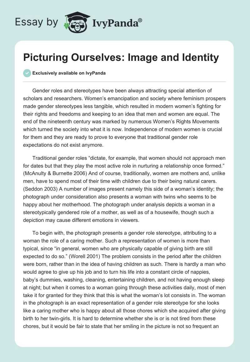 Picturing Ourselves: Image and Identity. Page 1