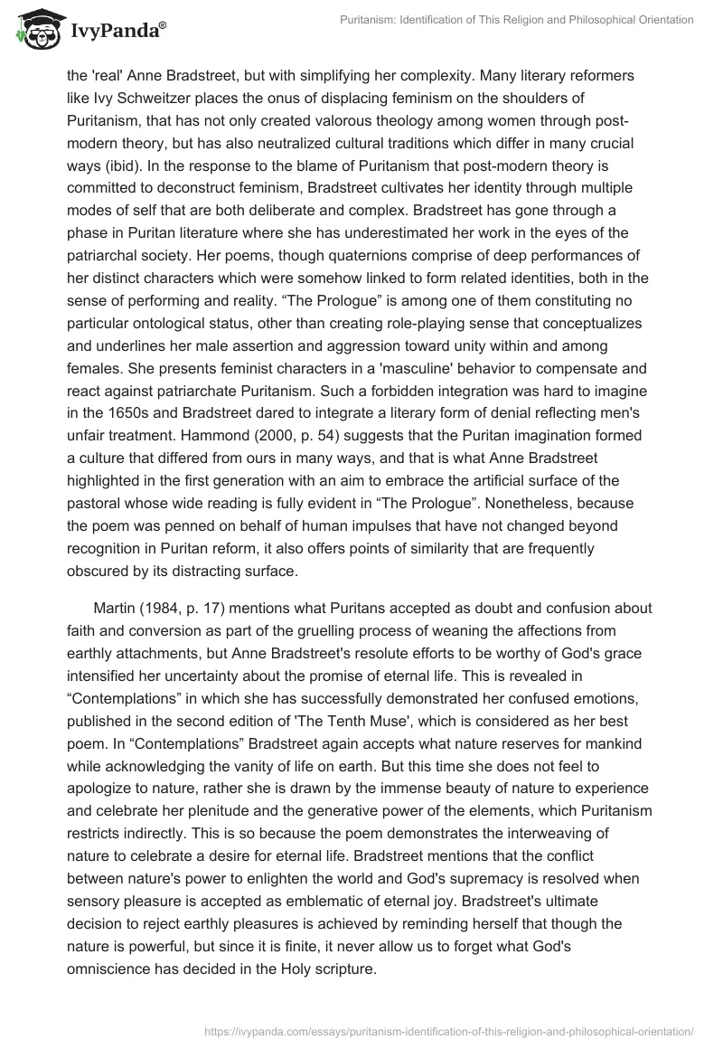 Puritanism: Identification of This Religion and Philosophical Orientation. Page 3
