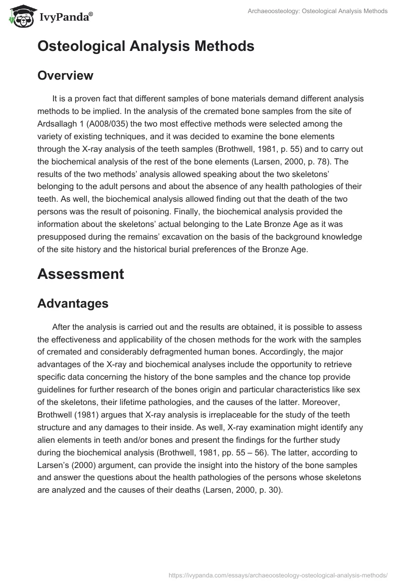 Archaeoosteology: Osteological Analysis Methods. Page 3