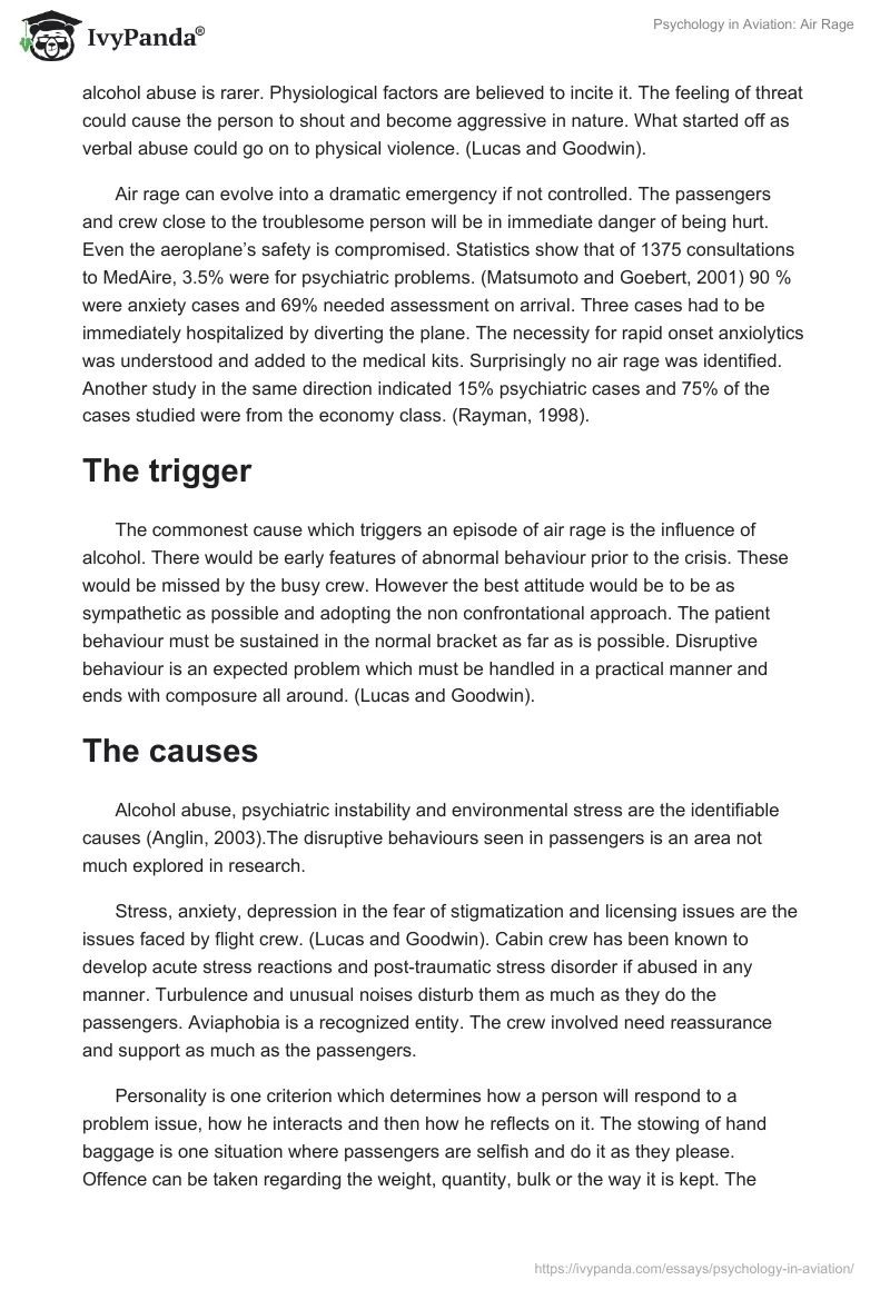 Psychology in Aviation: Air Rage. Page 2
