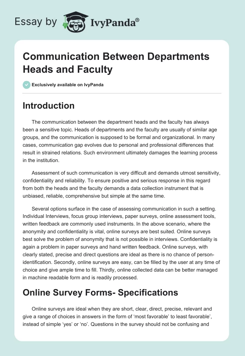 Communication Between Departments Heads and Faculty. Page 1