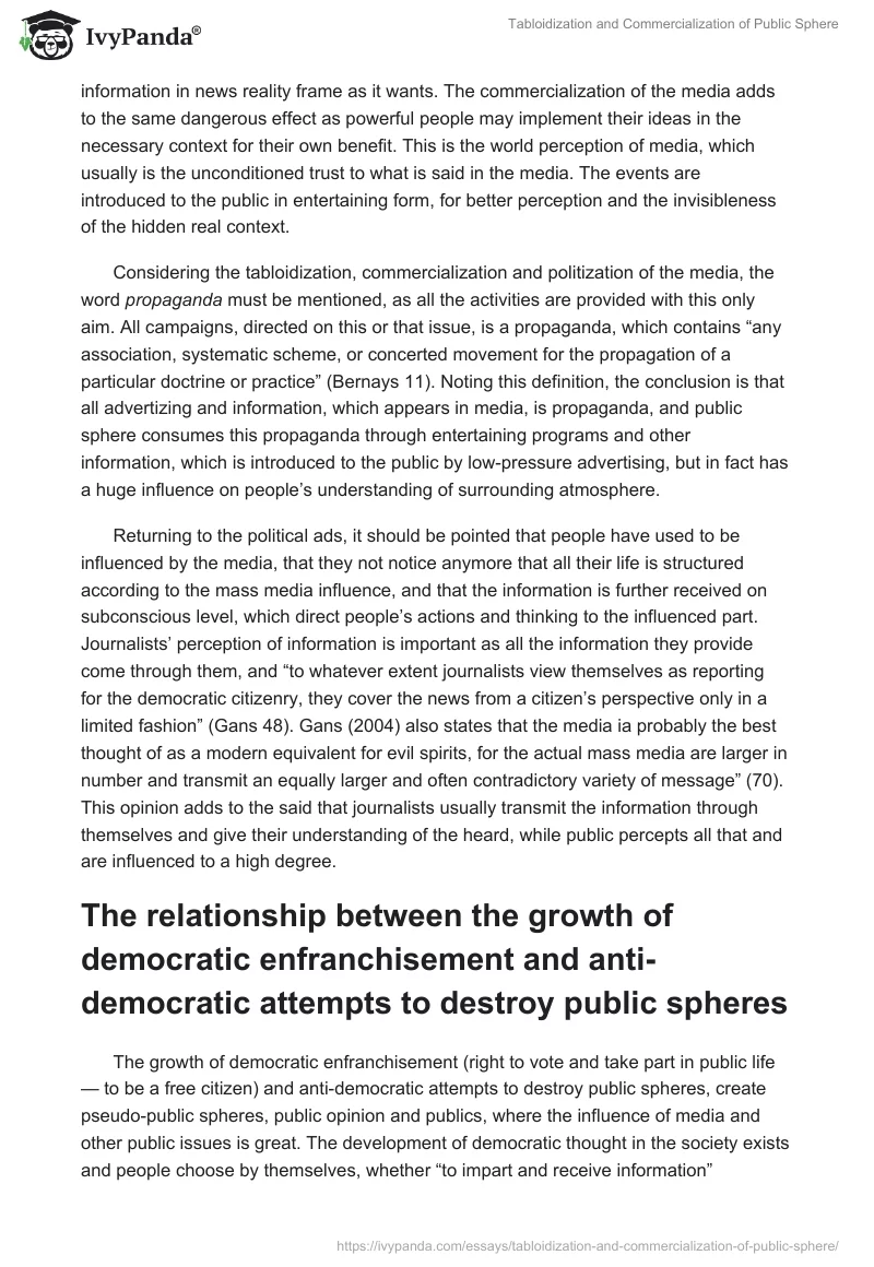 Tabloidization and Commercialization of Public Sphere. Page 2