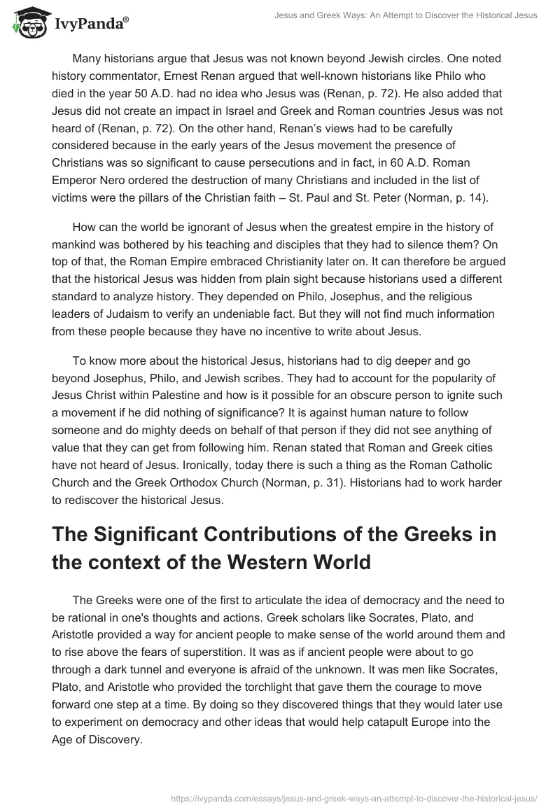 Jesus and Greek Ways: An Attempt to Discover the Historical Jesus. Page 2