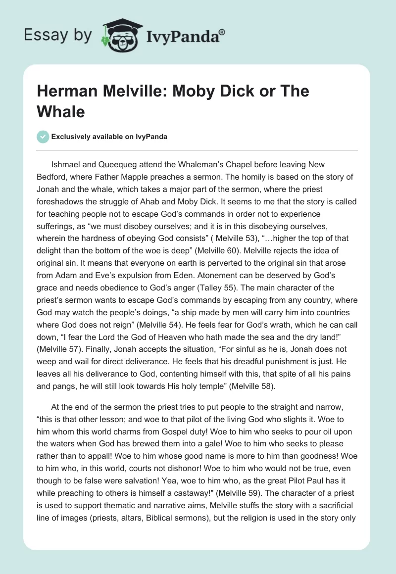 Herman Melville: Moby Dick or The Whale. Page 1
