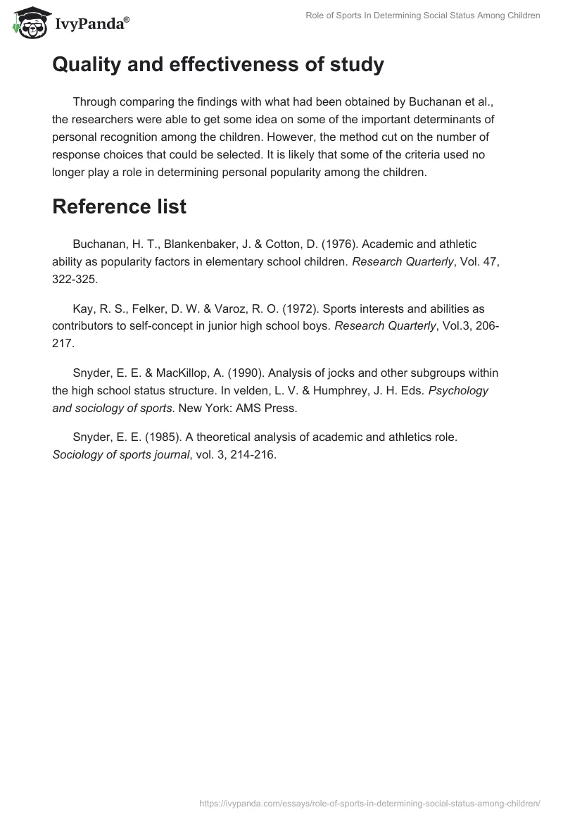 Role of Sports In Determining Social Status Among Children. Page 3
