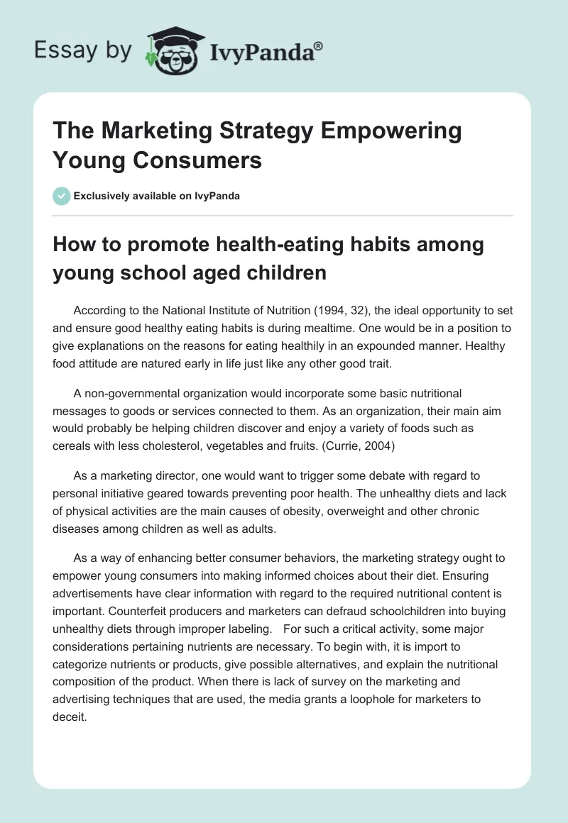 The Marketing Strategy Empowering Young Consumers. Page 1