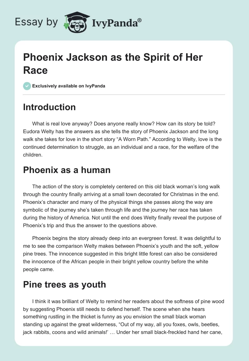 character analysis essay on phoenix jackson