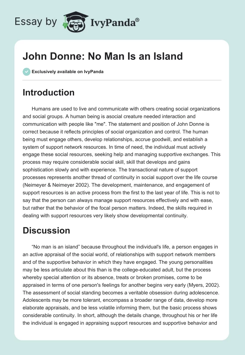 John Donne: "No Man Is an Island". Page 1