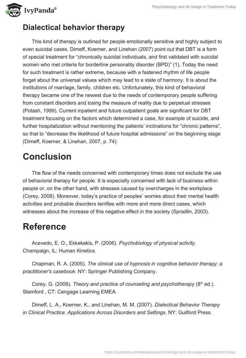 Psychobiology and Its Usage in Treatment Today. Page 5