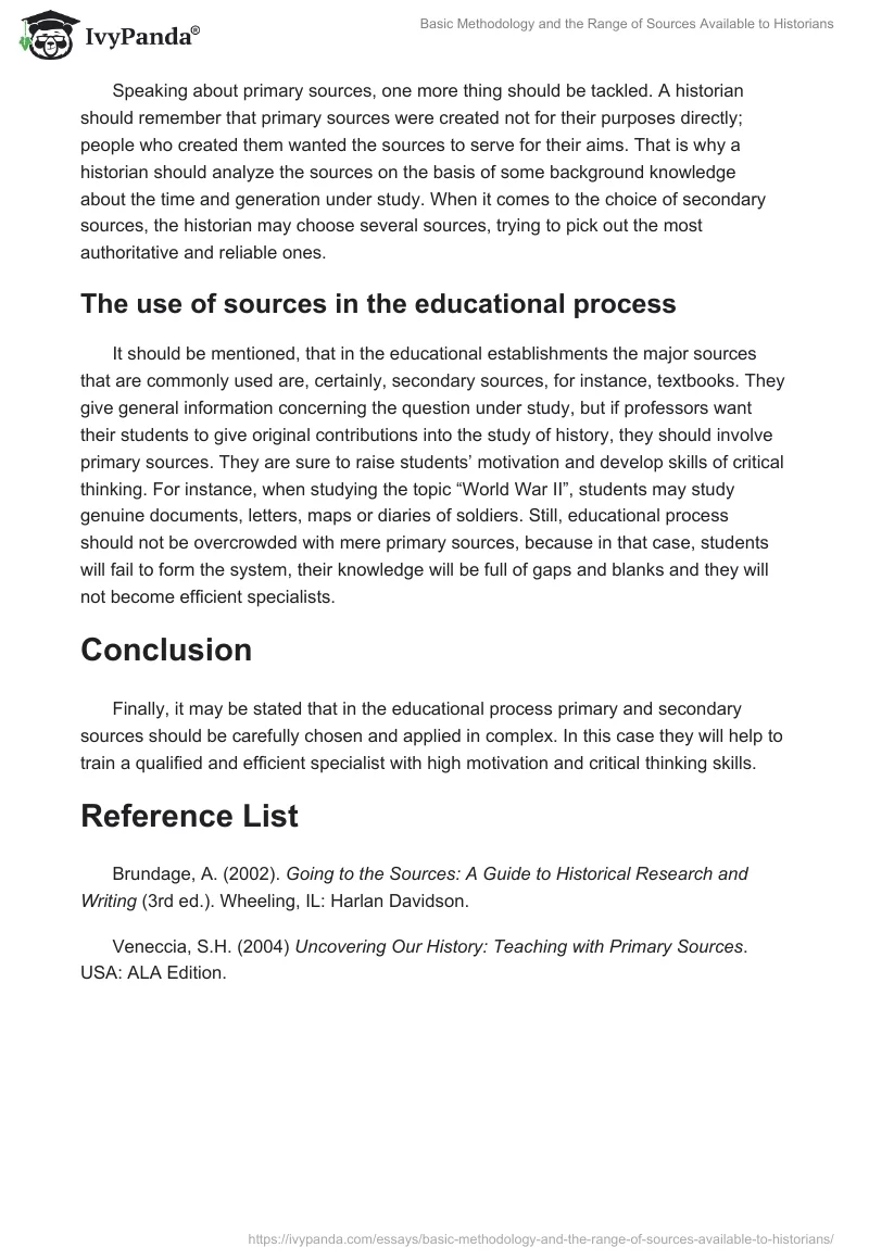 Basic Methodology and the Range of Sources Available to Historians. Page 3