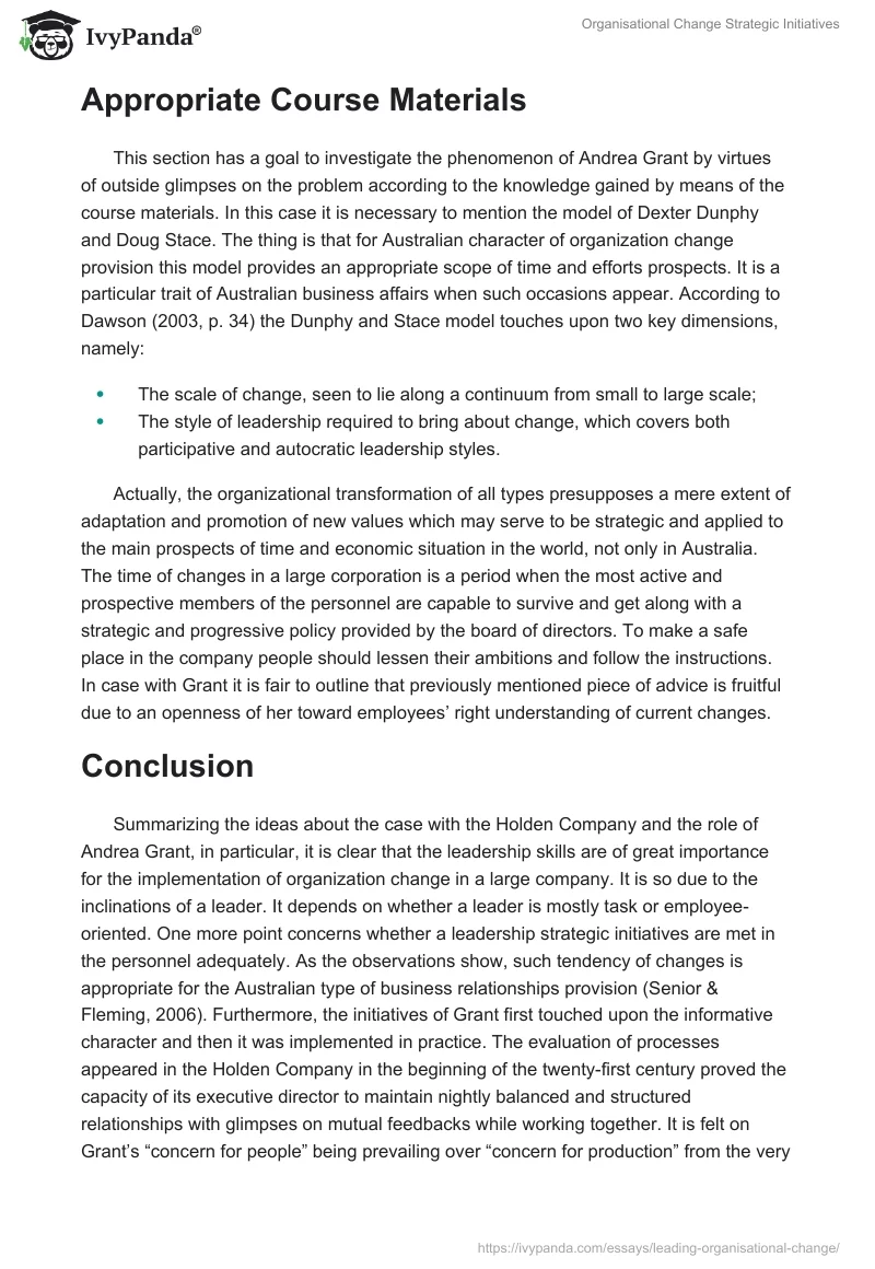 Organisational Change Strategic Initiatives. Page 4