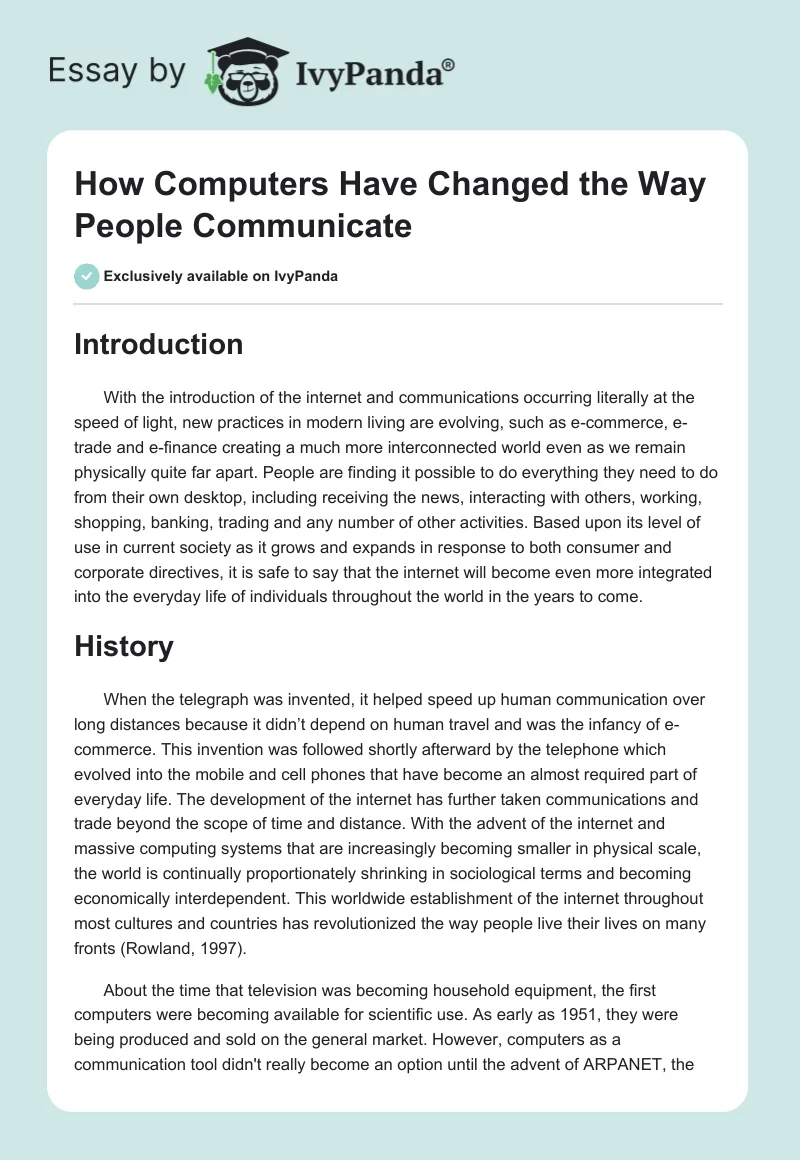 How Computers Have Changed the Way People Communicate. Page 1