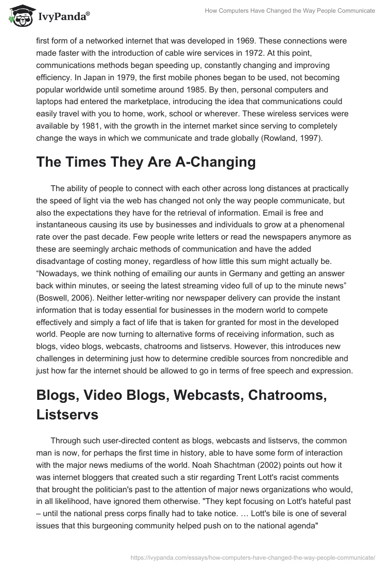 How Computers Have Changed the Way People Communicate. Page 2