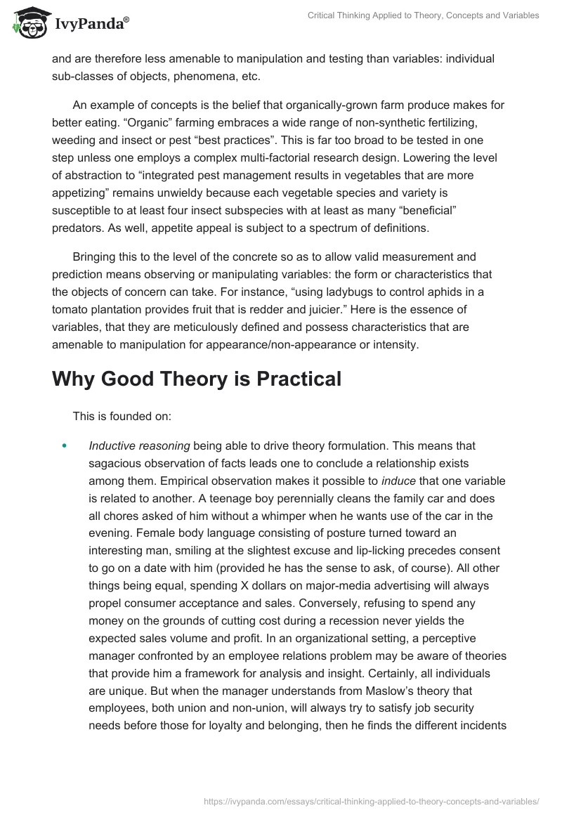 Critical Thinking Applied to Theory, Concepts and Variables. Page 3
