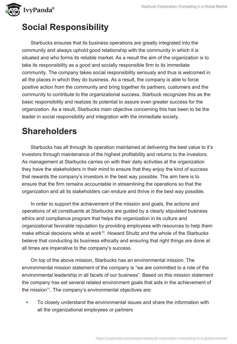 Starbuck Corporation: Competing in a Global Market. Page 4