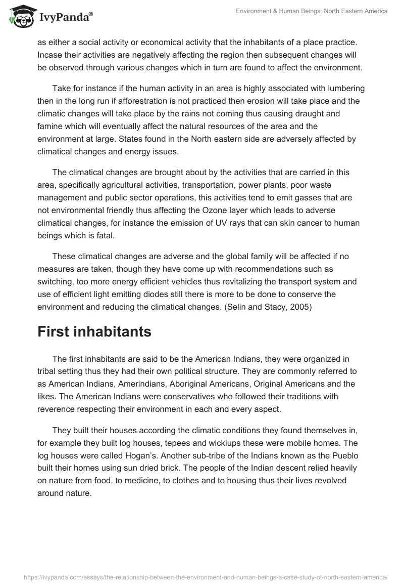 Environment & Human Beings: North Eastern America. Page 2