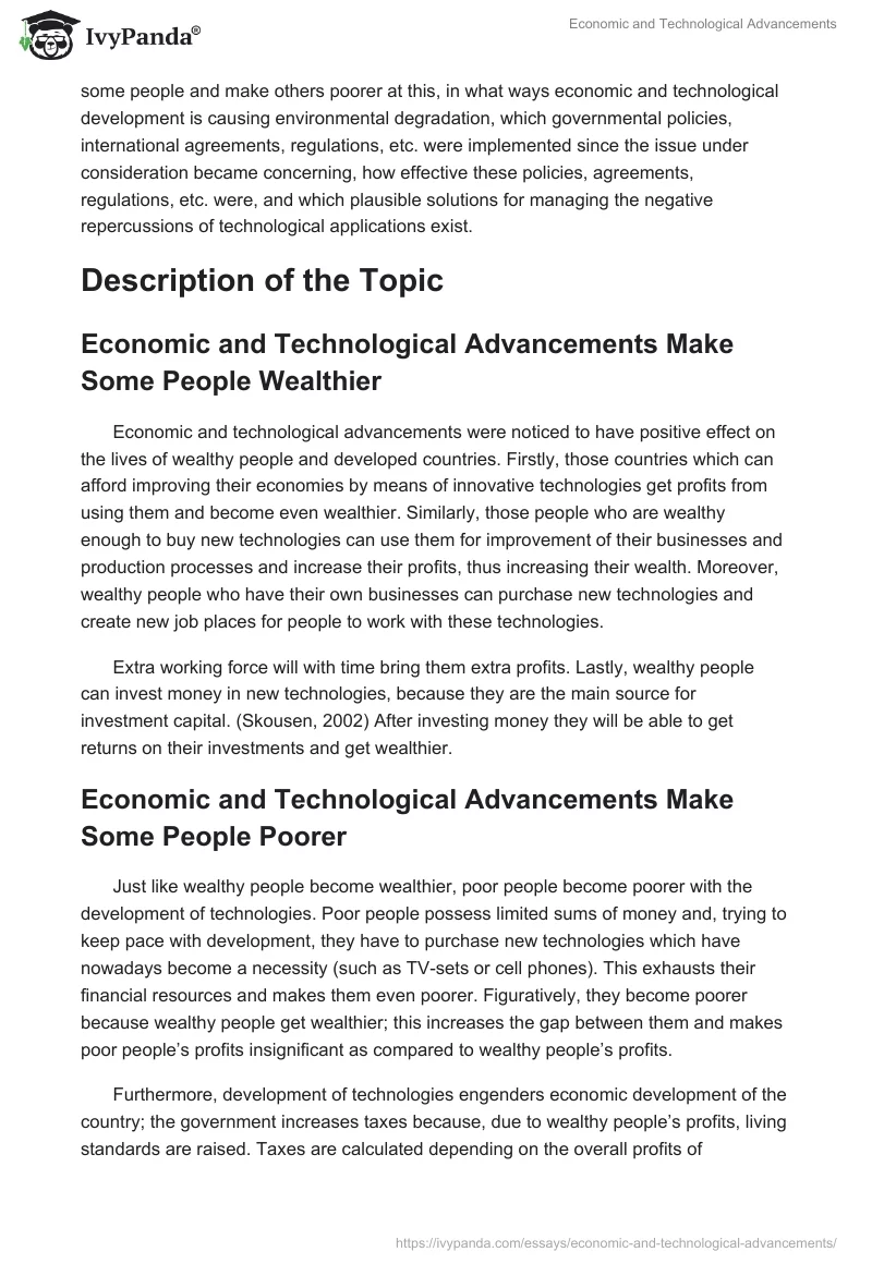 Economic and Technological Advancements. Page 2