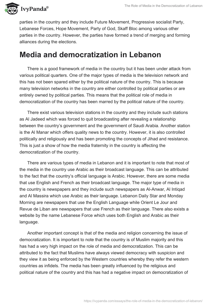 The Role of Media in the Democratization of Lebanon. Page 4