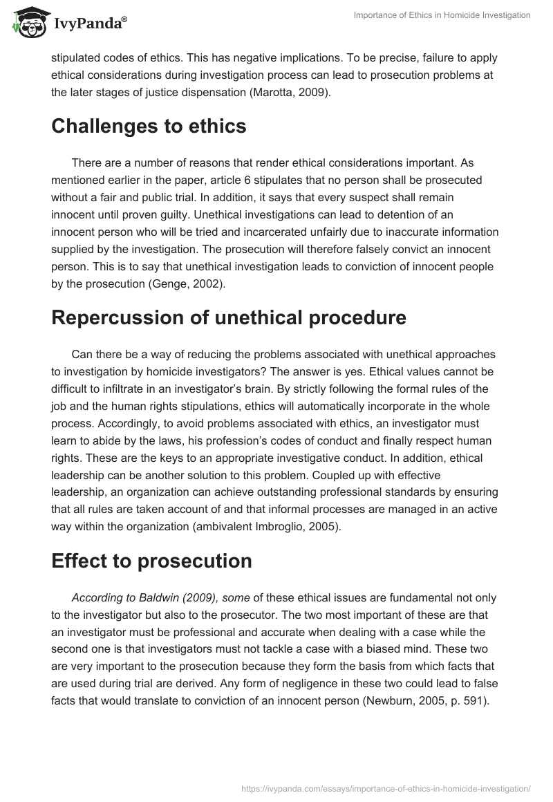 Importance of Ethics in Homicide Investigation. Page 2