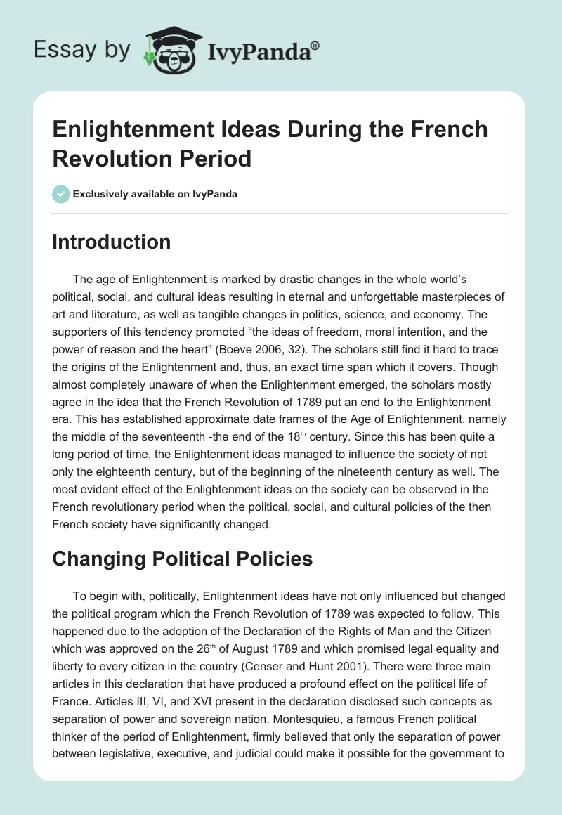 Enlightenment Ideas During the French Revolution Period. Page 1