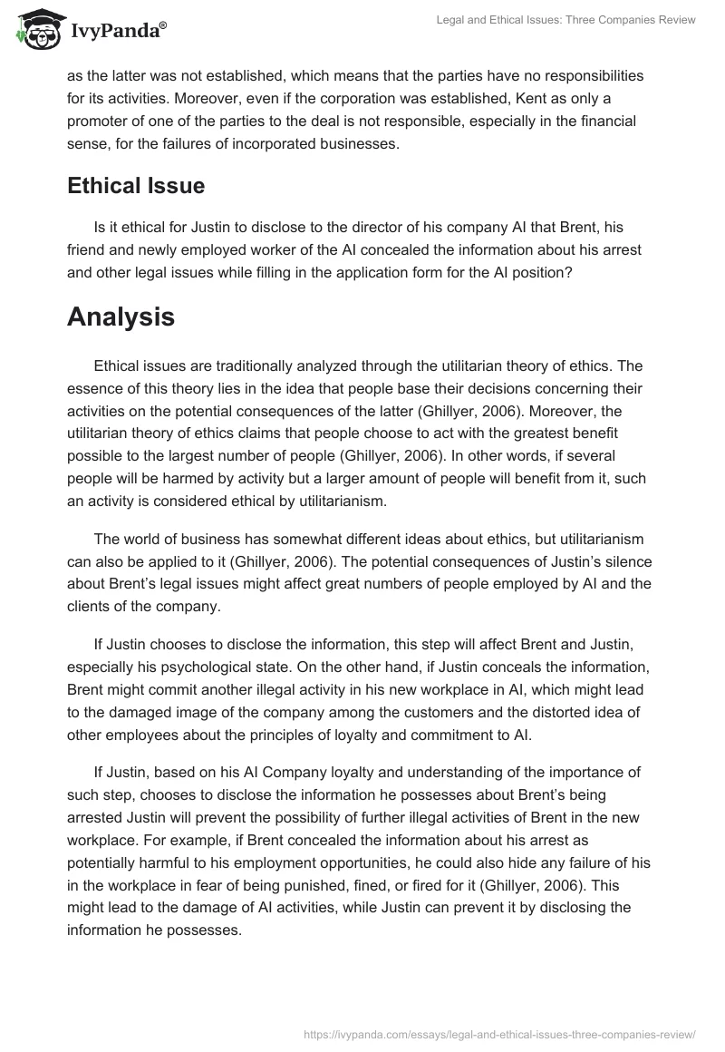 Legal and Ethical Issues: Three Companies Review. Page 5