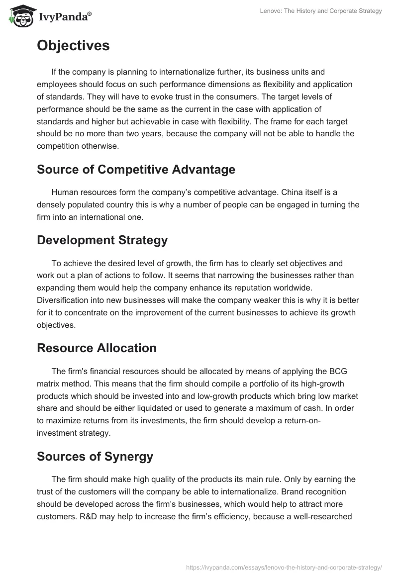 Lenovo: The History and Corporate Strategy. Page 2