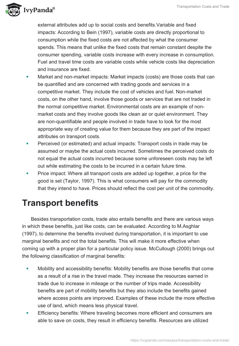 Transportation Costs and Trade. Page 2