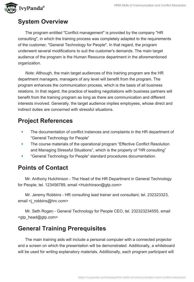 HRM Skills of Communication and Conflict Resolution. Page 2