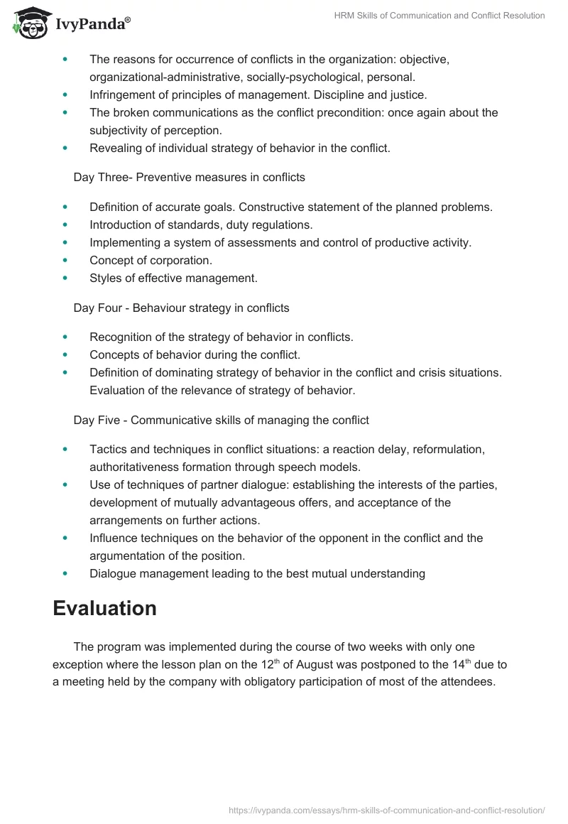 HRM Skills of Communication and Conflict Resolution. Page 5