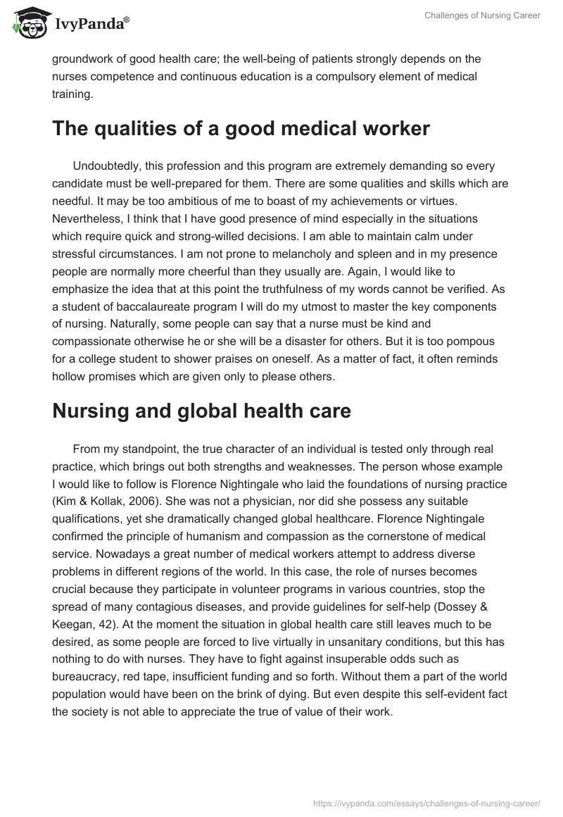 Challenges of Nursing Career. Page 2