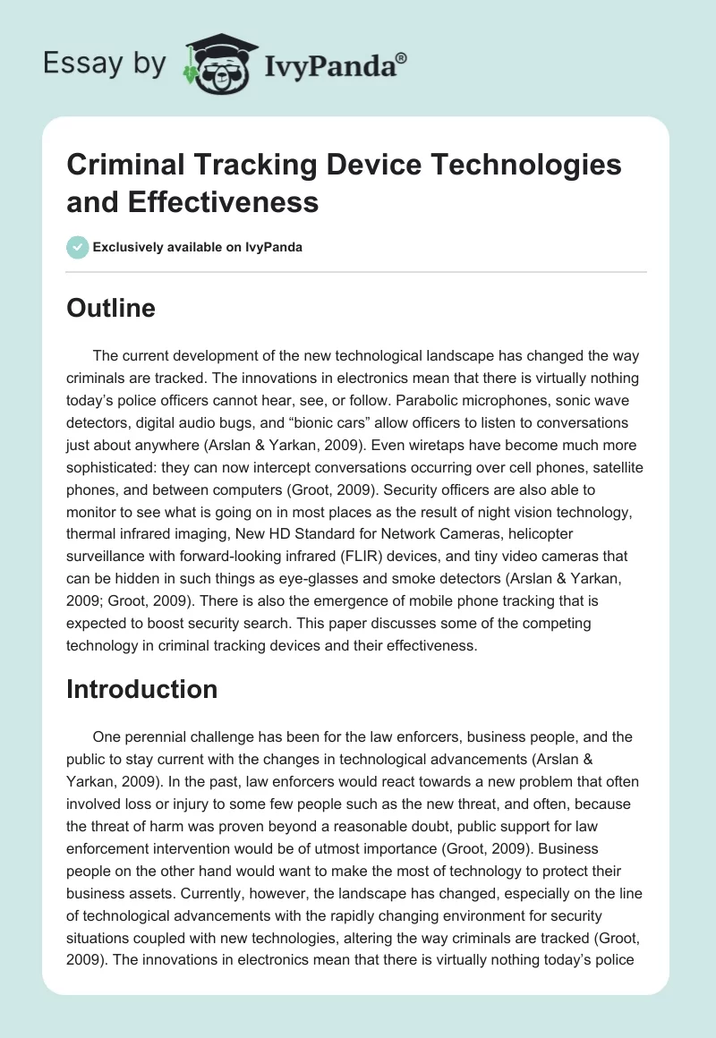 Criminal Tracking Device Technologies and Effectiveness. Page 1