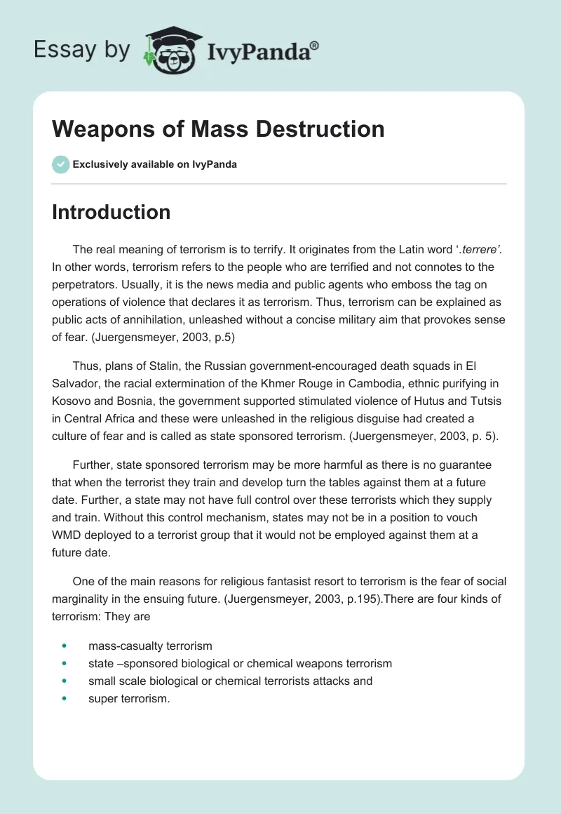 Weapons of Mass Destruction. Page 1