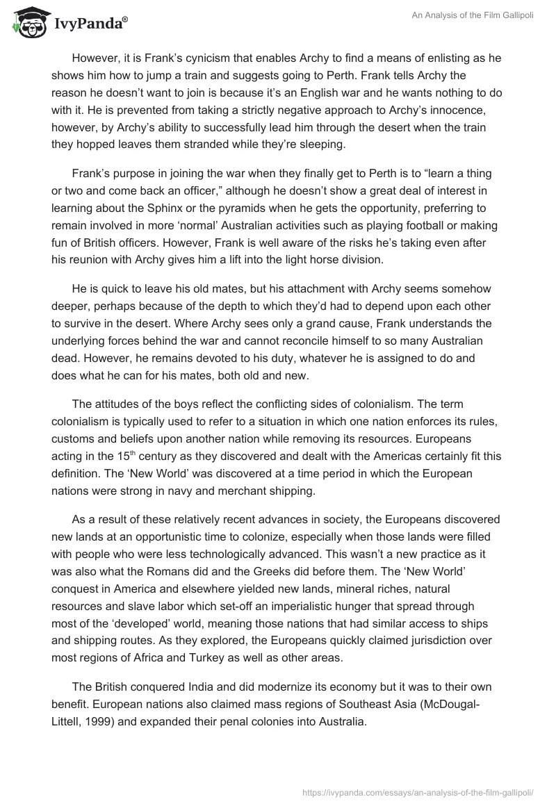 An Analysis of the Film "Gallipoli". Page 4