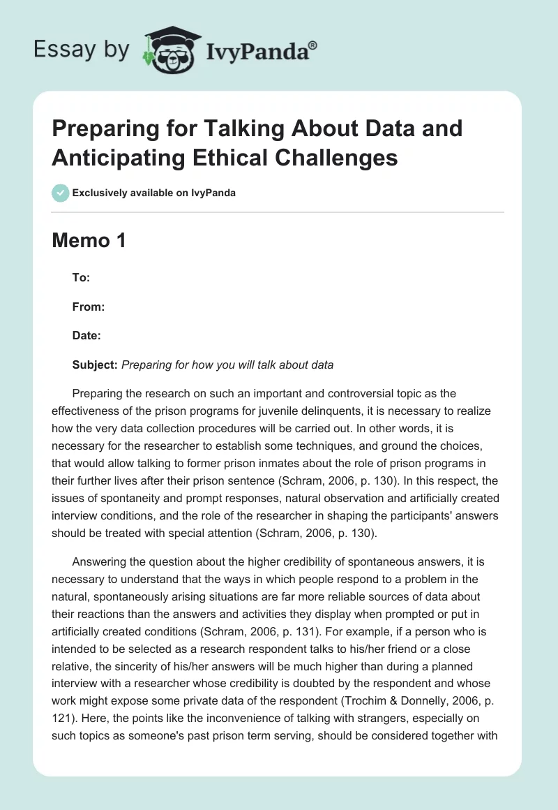 Preparing for Talking About Data and Anticipating Ethical Challenges. Page 1