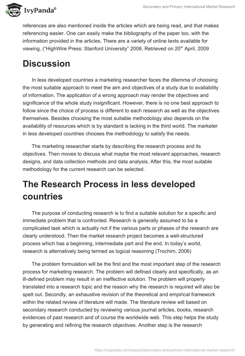 Secondary and Primary International Market Research. Page 5