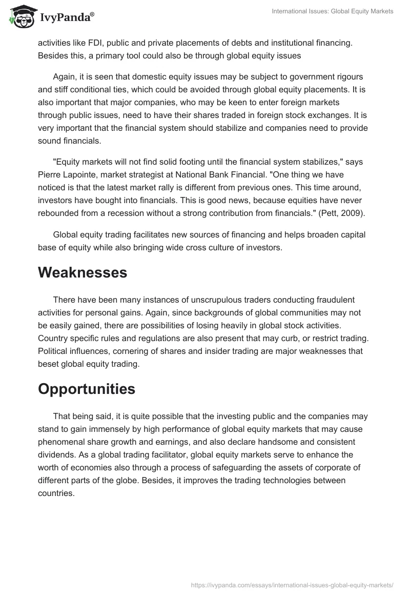 International Issues: Global Equity Markets. Page 2
