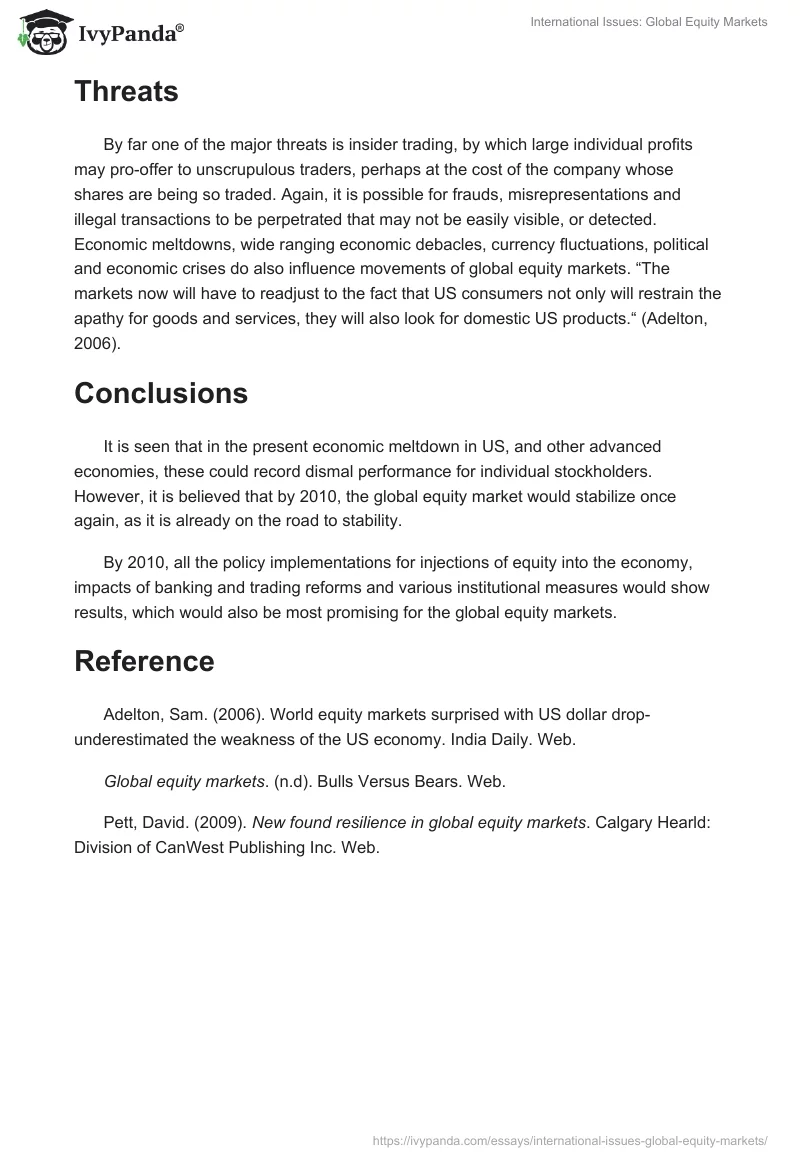 International Issues: Global Equity Markets. Page 3