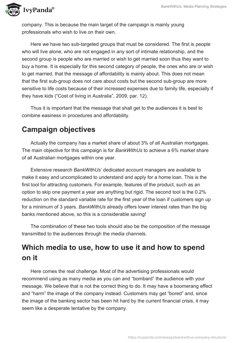 BankWithUs: Media Planning Strategies. Page 3