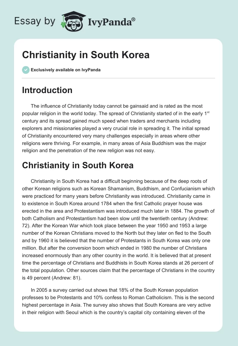Christianity in South Korea. Page 1