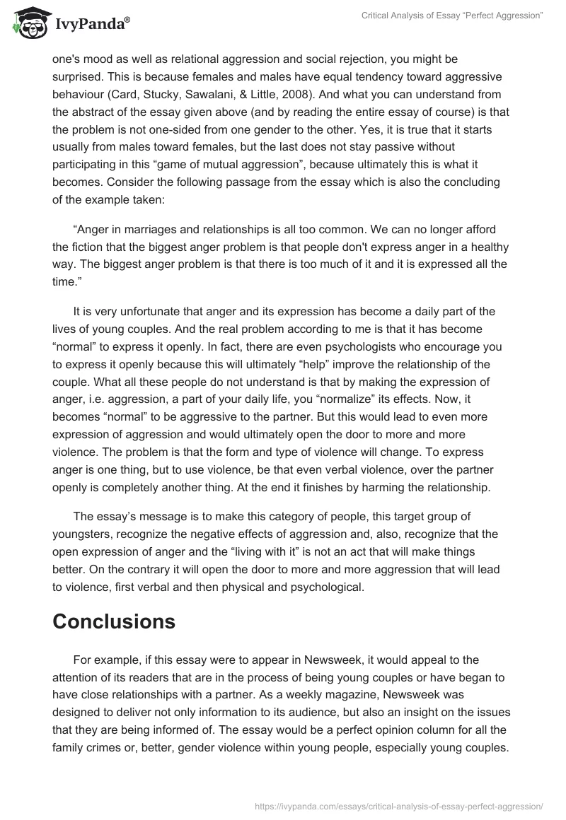 Critical Analysis of Essay “Perfect Aggression”. Page 4